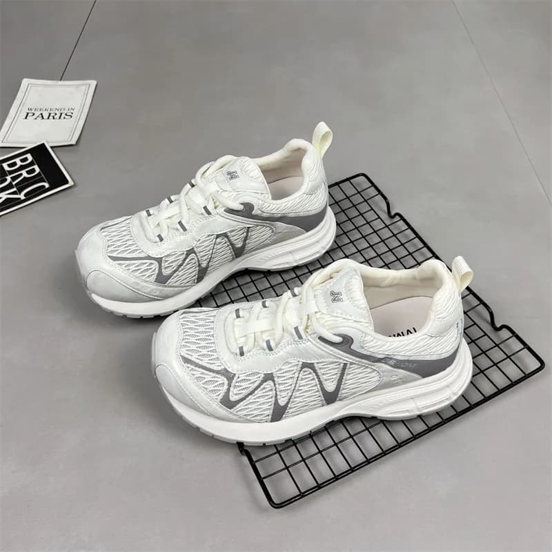 Women's Lightweight Chunky Sneakers, 2026 Summer New Soft Leather Breathable Mesh Casual Shoes, Versatile Outdoor Hiking Jogging 2