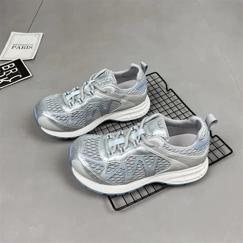 Women's Lightweight Chunky Sneakers, 2026 Summer New Soft Leather Breathable Mesh Casual Shoes, Versatile Outdoor Hiking Jogging 3