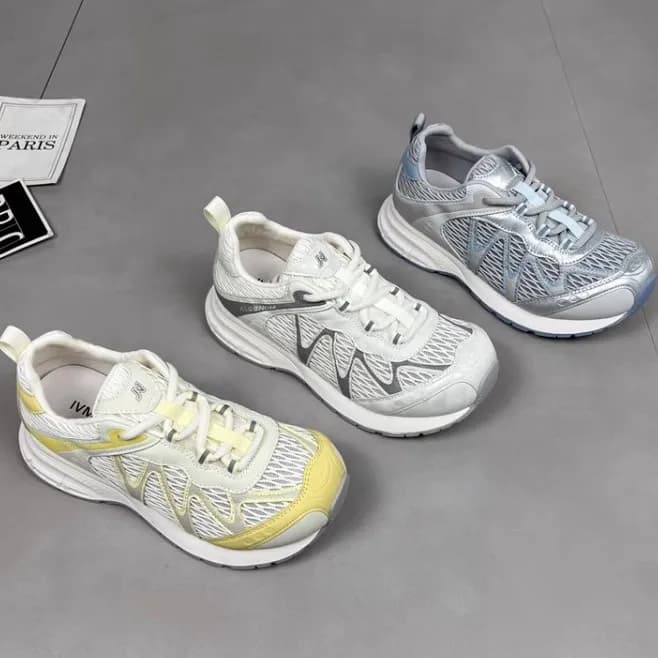 Women's Lightweight Chunky Sneakers, 2026 Summer New Soft Leather Breathable Mesh Casual Shoes, Versatile Outdoor Hiking Jogging