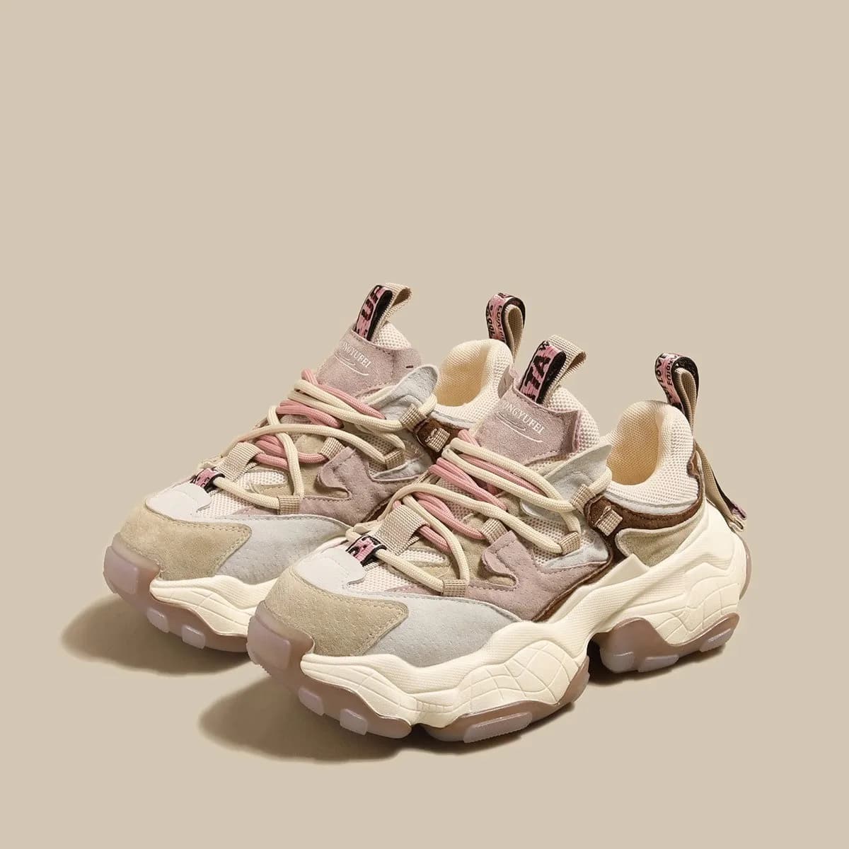 Women's Genuine Leather Chunky Sneakers, 2026 Spring Autumn Unique Height Increasing Casual Shoes, Versatile Thick Sole Fashion 2