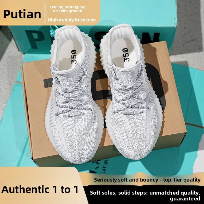 BOYI Couples Fly Knit Casual Shoes, Summer Breathable Soft Sole Reflective Sports Running Sneakers For Men Women 3